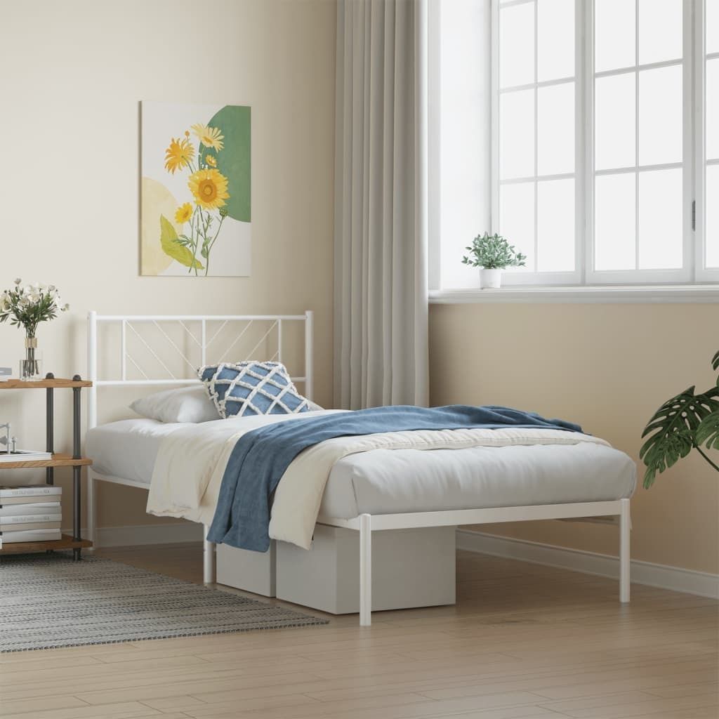 Maison Exclusive - Metallbett ohne Matratze mit Kopfteil Weiß 75x190 cm