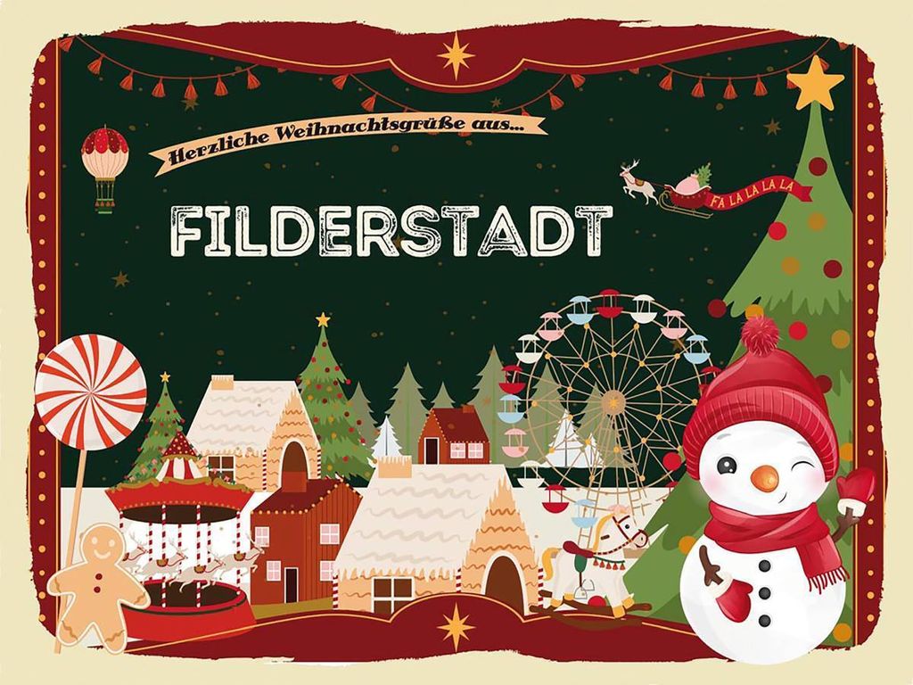 vianmo Holzschild 30x40 cm Weihnachtsgrüße aus Filderstadt Weihnachten