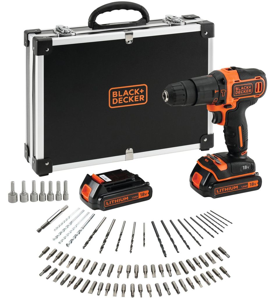 Black & Decker Akku-Schlagbohrs.18V 2x1,5Ah,Kof.,80Zub Immagine del prodotto 