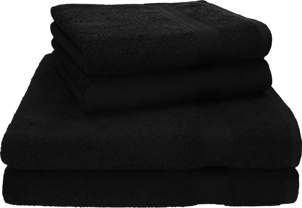 Betz 4-tlg. Handtuch-Set PREMIUM - 2 Liegetücher 2 Handtücher 100% Baumwolle Farbe: schwarz