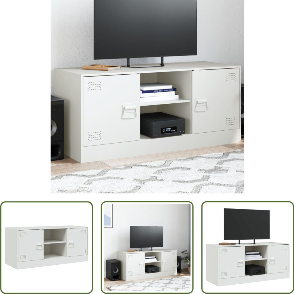 The Living Store TV-Schrank Weiß 99x39x44 cm Stahl
