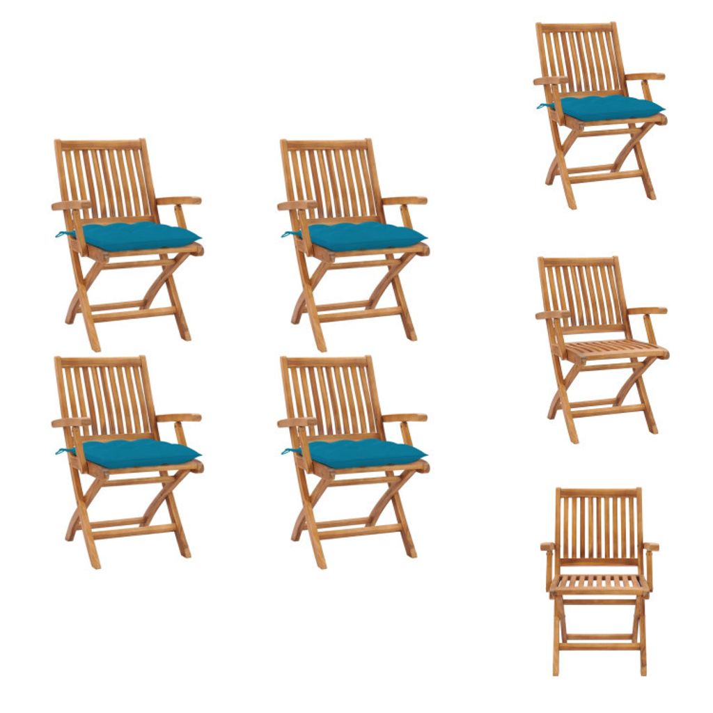 vidaXL Klappbare Gartenstühle mit Kissen 4 Stk. Massivholz Teak - Gartenstühle