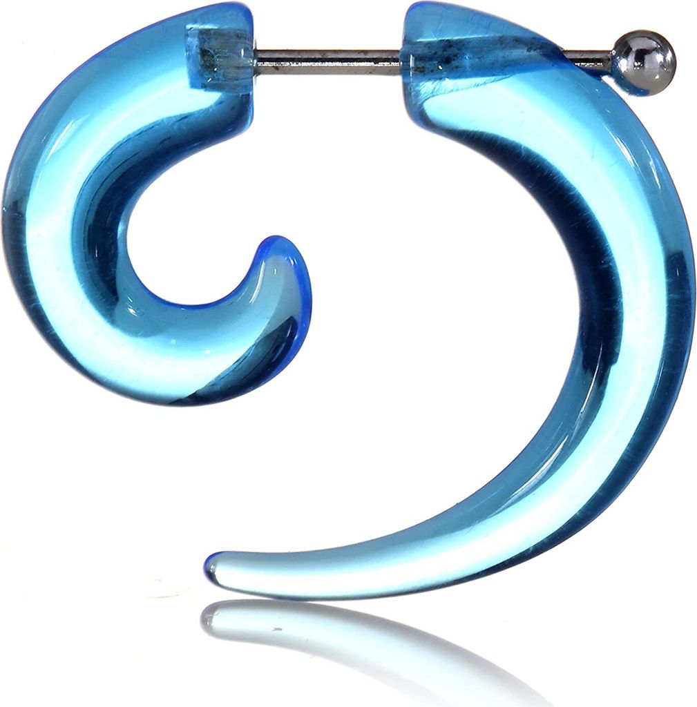 Fake Ohr Spirale Expander Acyl Transparent Leicht Blau Dehnung Piercing - FS6103.LSA - 4.0 Millimeter