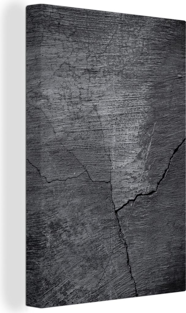 OneMillionCanvasses - Leinwandbilder - 90x140 cm, Beton - Schwarz - Riss, Wandbilder Kunstdruck Wanddekoration - Foto auf Leinwand - Gemälde auf...
