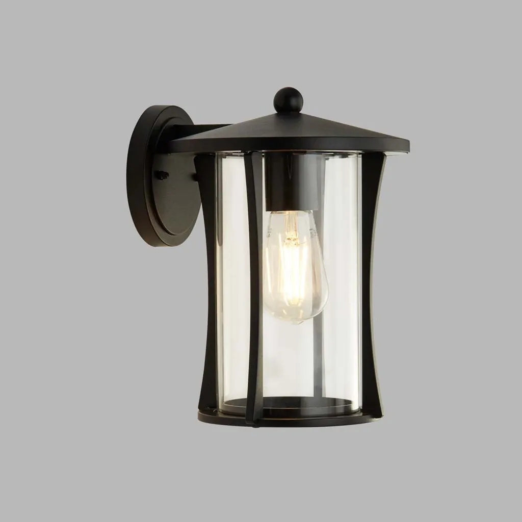 Lanterna Pagoda Esterna 1 Luce Nero - Atmosfera Rustica e Vetro - 2