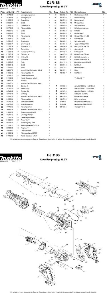 Akumulátorová príklepová píla Makita DJR186ZK Obrázok produktu 19