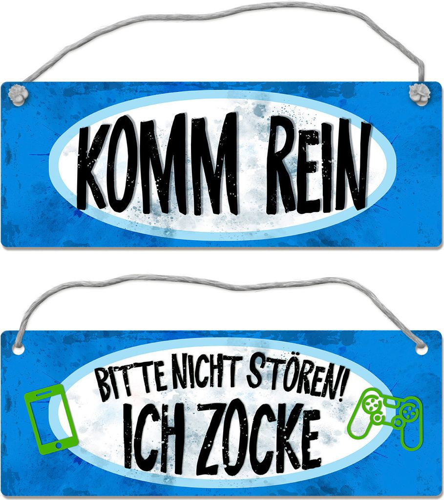 Bitte nicht stören - ich zocke Wendeschild mit Kordel Schild Türschild Dangler