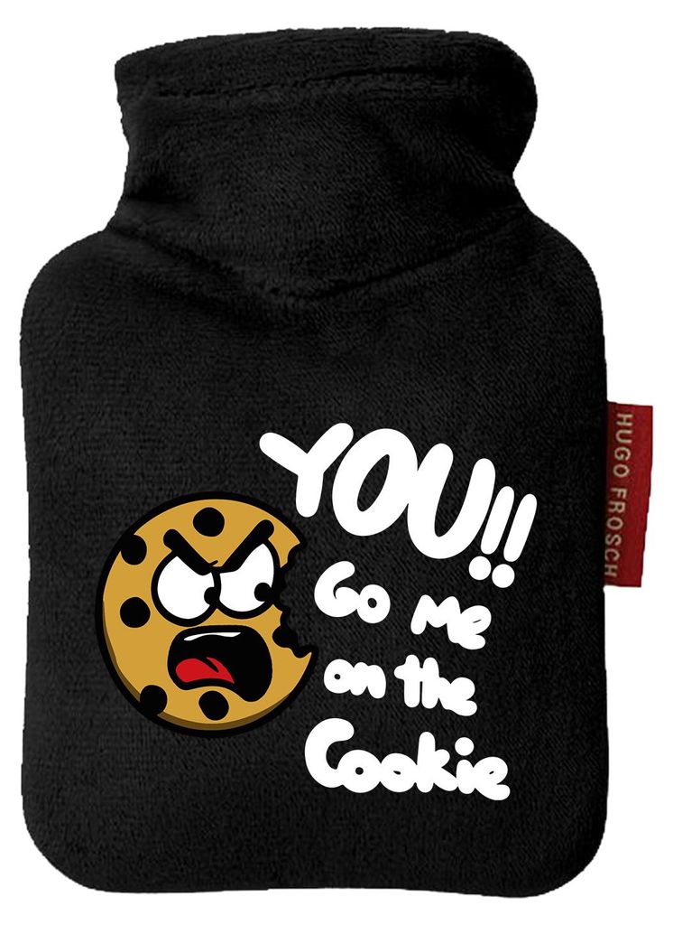 Huuraa Mini-Wärmflasche You go me on the Cookie Keks 0,2 Liter Black Mini Veloursbezug Taschenwärmer Geschenkidee