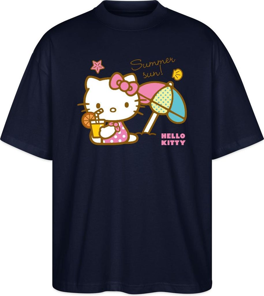 Spreadshirt Hello Kitty Am Strand Summer Sun Oversize Uni T-Shirt, S, Navy