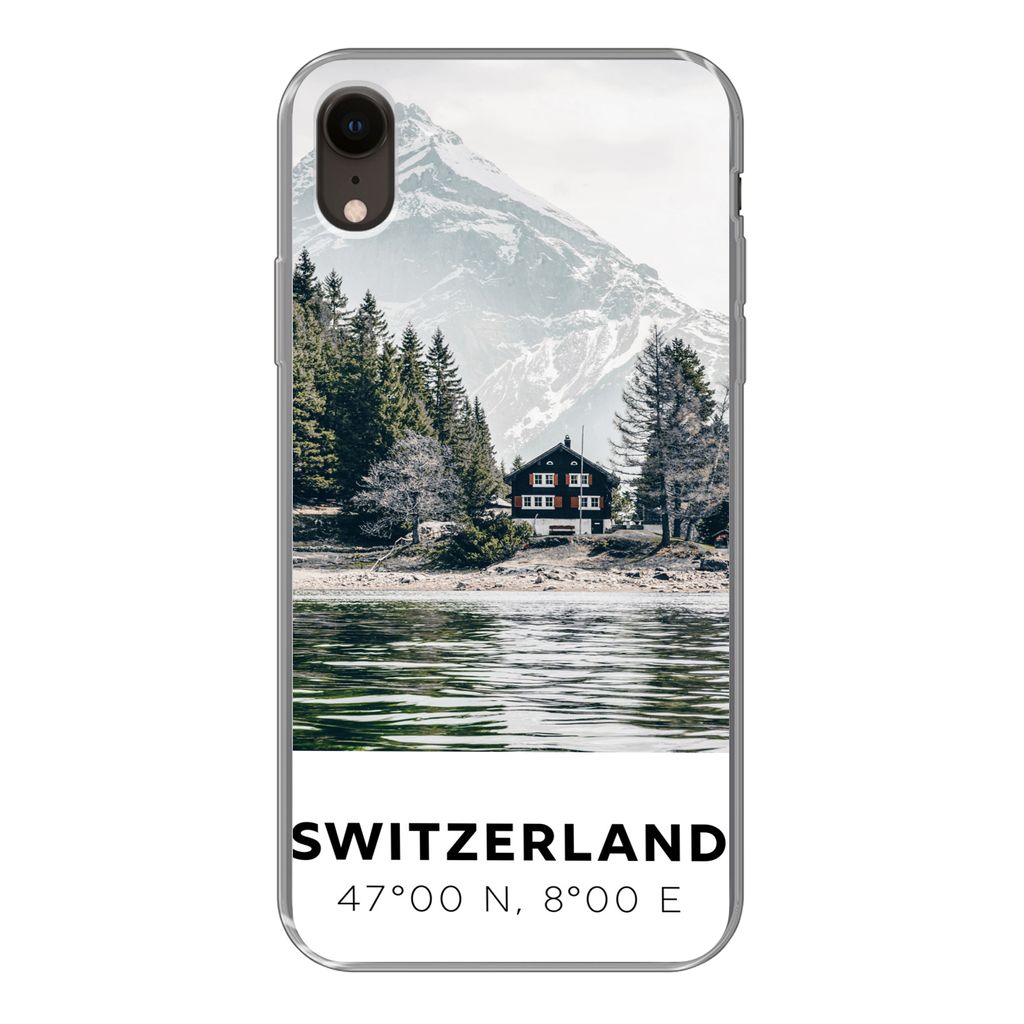 MuchoWow Handyhülle Schutzhülle Hülle für iPhone XR Schweiz - Berg - Chalet Silikon Softcase Handy Hülle - Schutzdeckel