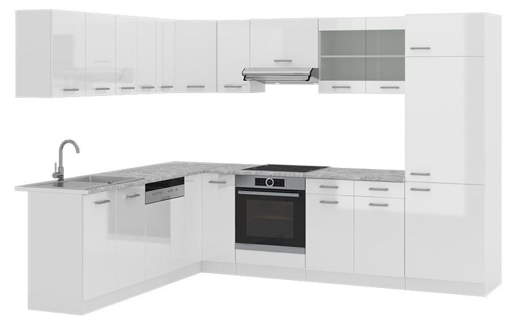 Rohová kuchyňa Vicco R-Line Biely vysoký lesk/biely 287 x Obrázok produktu 