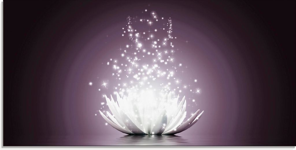 ARTland Glasbild Magie der Lotus-Blume - violet Größe: 60x30 cm