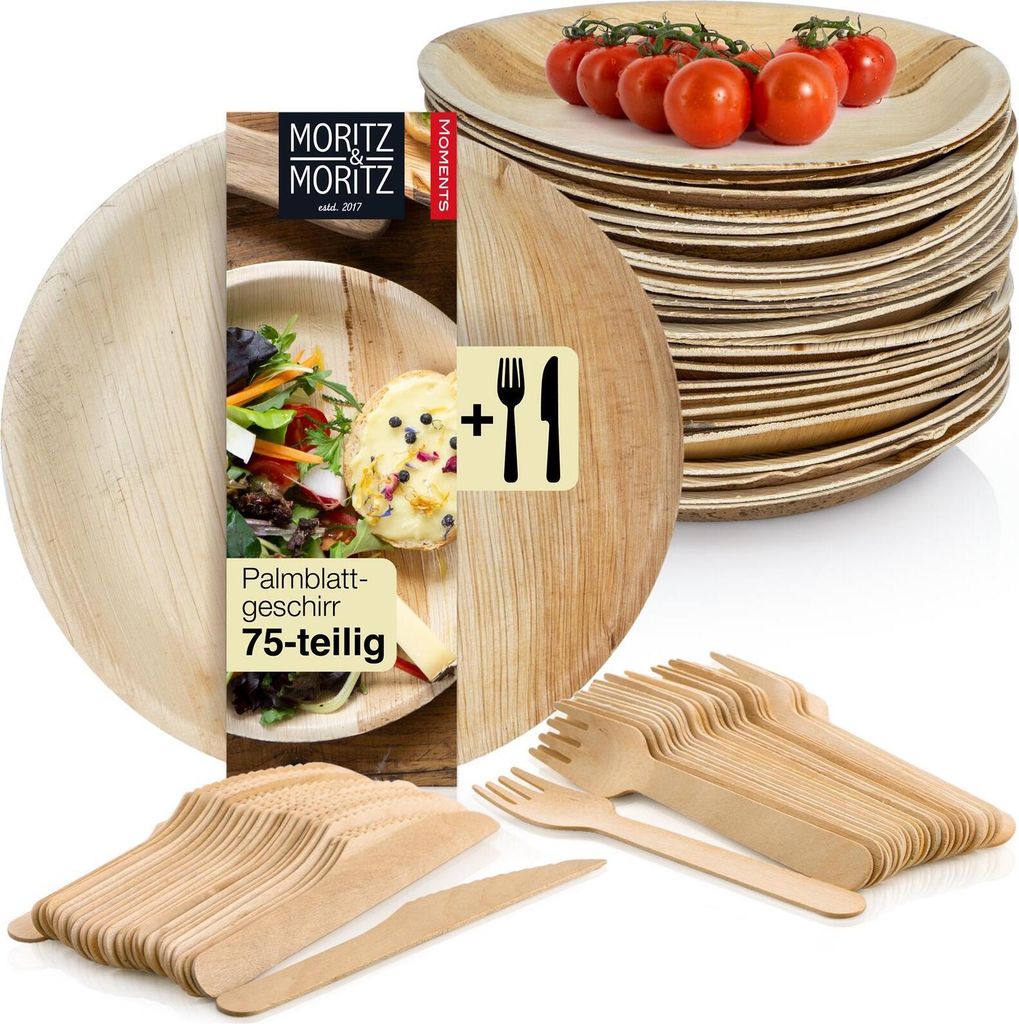Moritz & Moritz Palmblatt 75tlg Palmblatt Geschirrset Rund Produktbild 