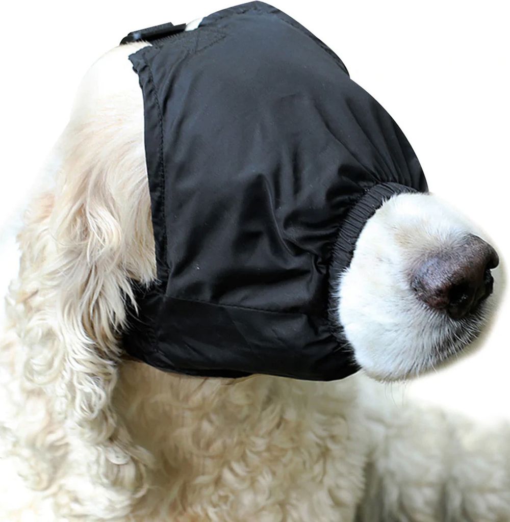 Augenmaske zur Beruhigung von Hunden, Angstmaske für Haustiere, Maulkorb für Katzenhalsbänder mit Nylon-Schattierung zur Fellpflege gegen Reisek...