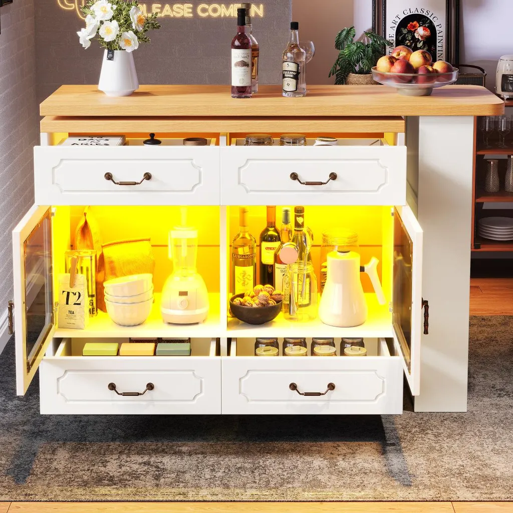 Table de bar extensible contre manque de place avec LED et tiroirs - 15