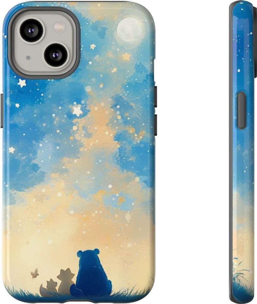 Bär, Fuchs und Vogel unter Sternenhimmel – Hülle Kompatibel mit iPhone 14