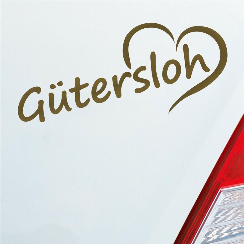 Auto Aufkleber Gütersloh Herz Stadt City Liebe Love Heart 19x8 cm Gold Sticker Heckscheibenaufkleber