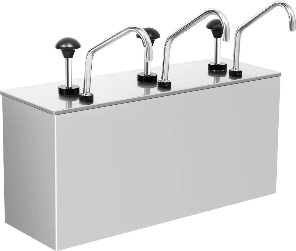 Saucenspender - Dreifach-Pumpstation - Edelstahl - 3 Fächer - Kapazität 3×4 L - Für Sojasauce, Essig, Ketchup