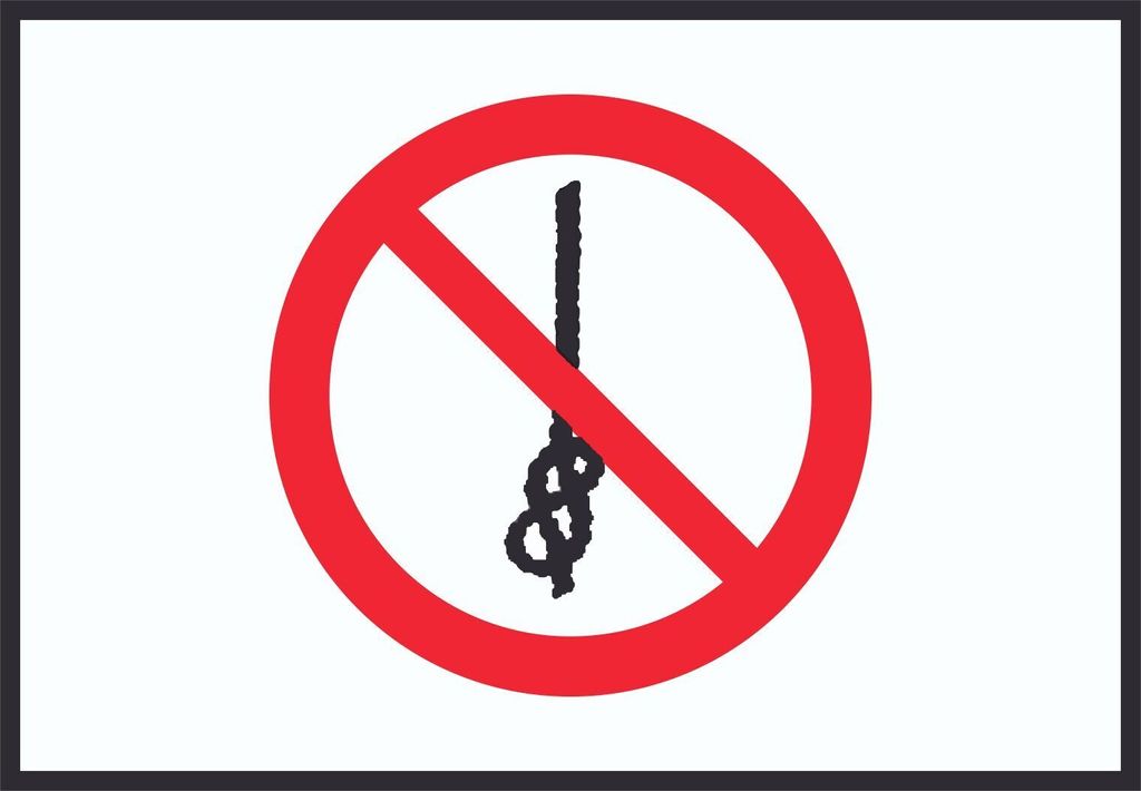 Knoten von Seilen verboten Symbol Schild A5 Rückseite selbstklebend