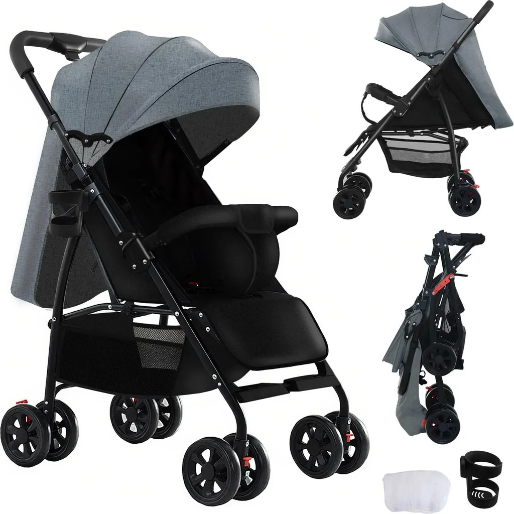 Poussette bébé de voyage A8-GRAIS - Solution pliable pour transport facile