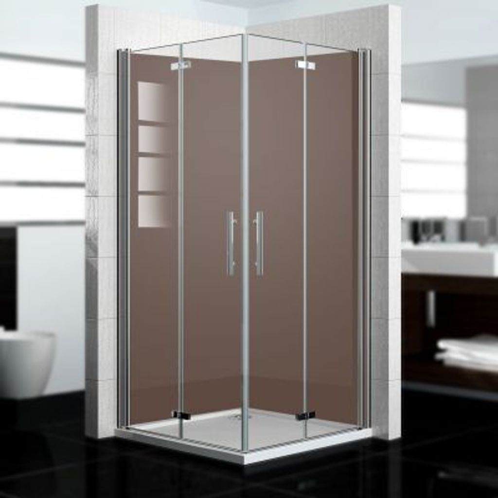dedeco Eck-Duschrückwände Aluminium wasserfest Motiv: Braun, Nano-Protect seidenmatt, 2 x 100x210x0,3cm, Fliesenersatz fugenlos Wandverkleidung W...