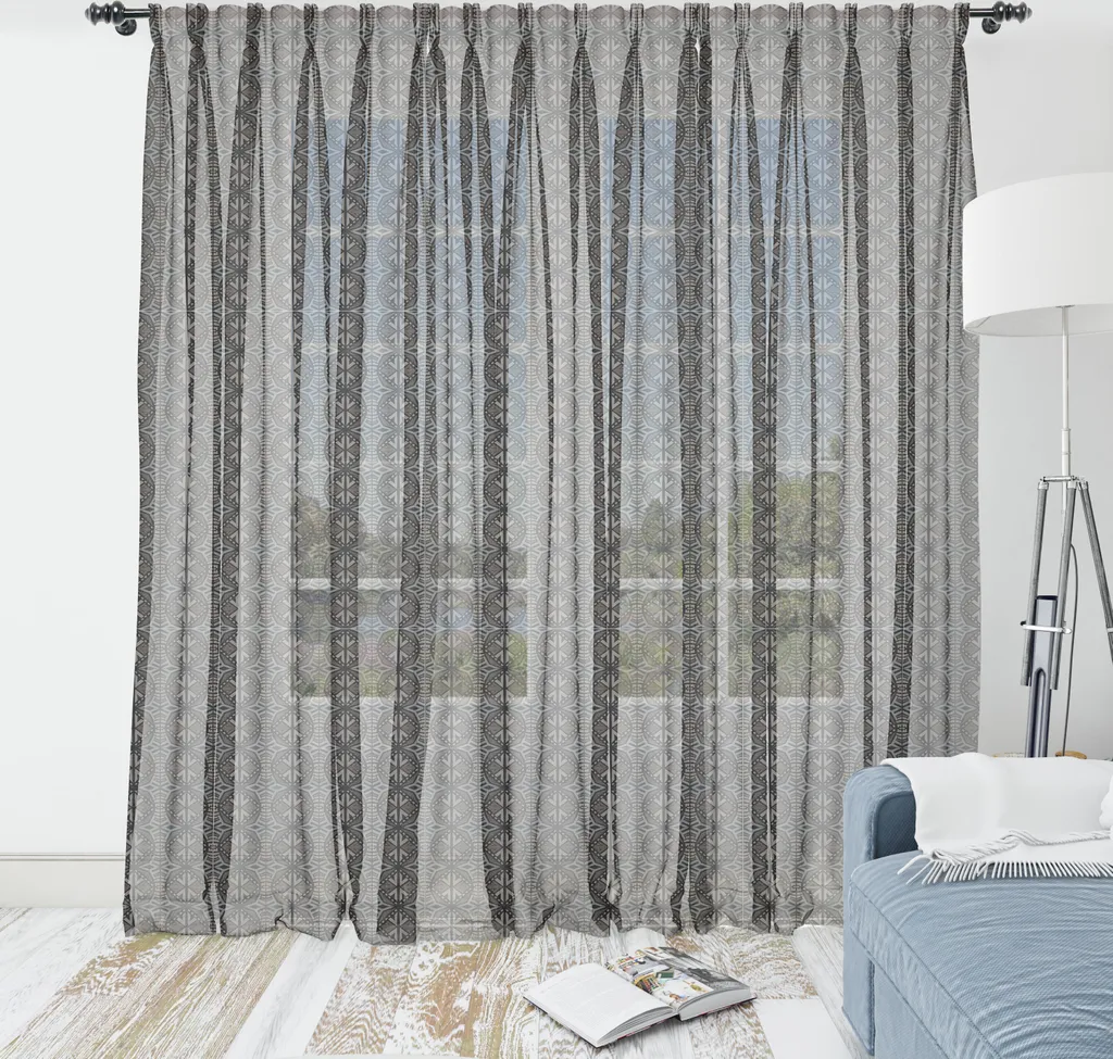 ABAKUHAUS Arazzo etnico, Boho Stampa tribale Motivi tribali Ornamenti folcloristici Illustrazione, Soggiorno Camera da letto Tessuto da parete in raso setoso, 240 cm x 274 cm, Taupe scuro e grigio chiaro