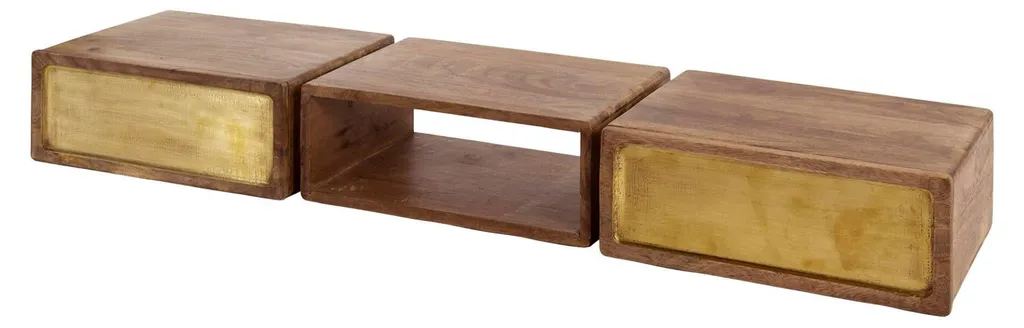 Console murale étroite marron et laiton 123 cm - Table d'appoint chic