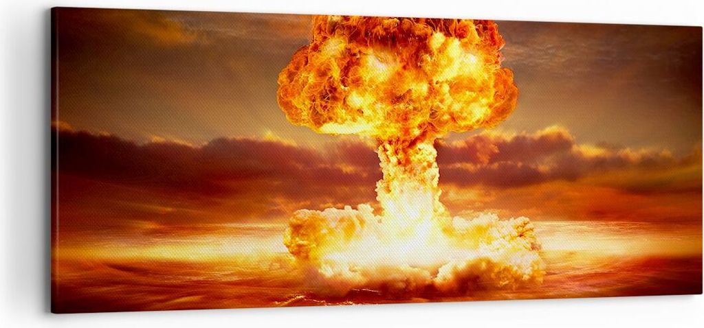 Bild auf Leinwand - Leinwandbild - Krieg Atombombe Pilz Apokalypse - 120x50cm - Wand Bild - Wanddeko - Leinwanddruck - Bilder - Kunstdruck - Leinwa...