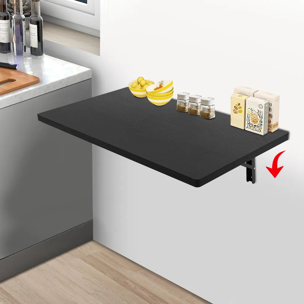 Table de travail murale rabattable noire - Établi suspendu pour garage