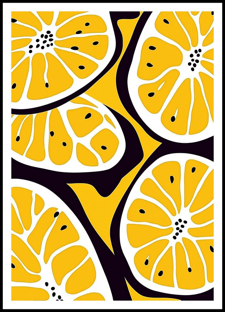 Plakat 70x100cm Moderne Früchte und Zitronen Pop Art Vintage für das Wohnzimmer