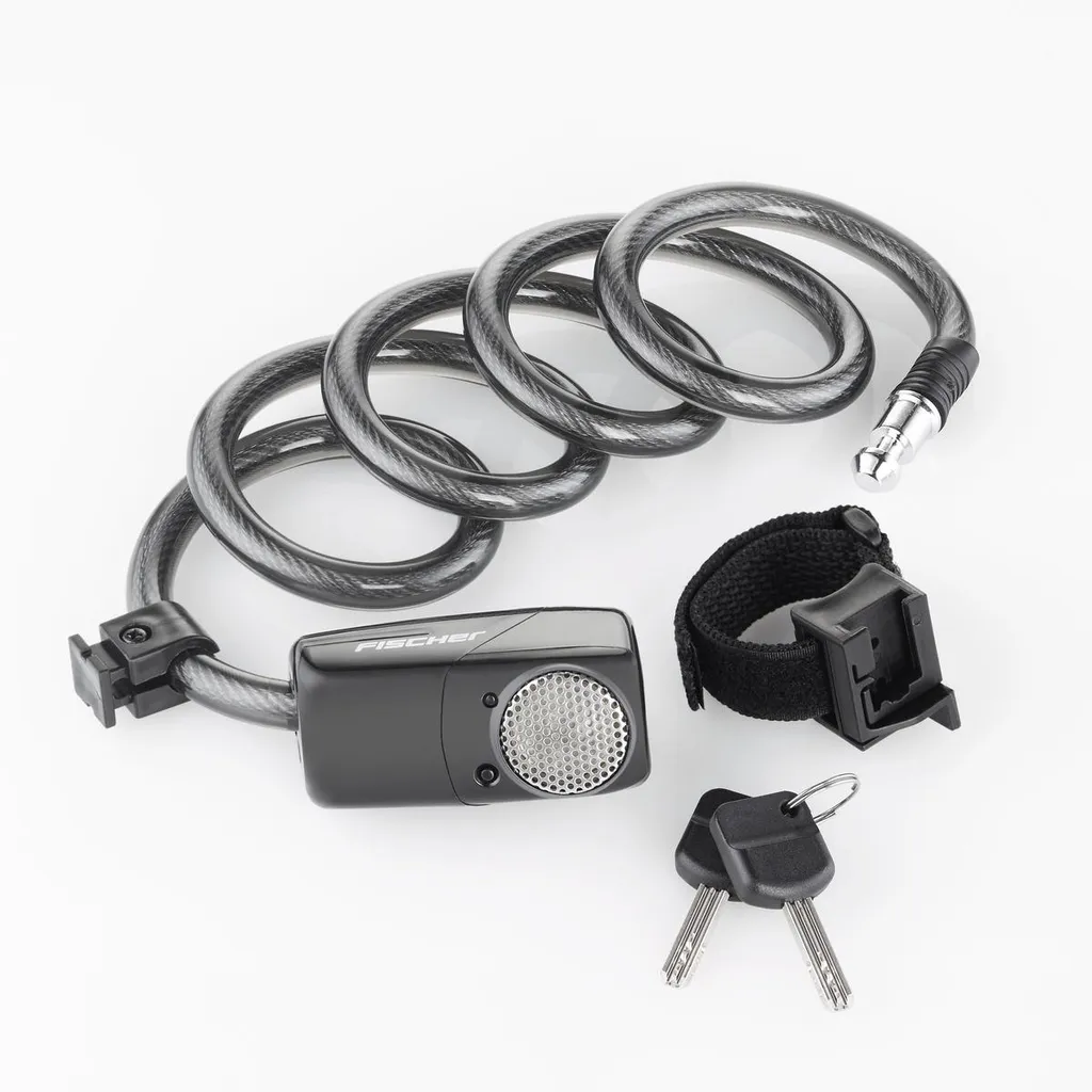Câble antivol alarme FISCHER 1,2m flexible et robuste coloris noir