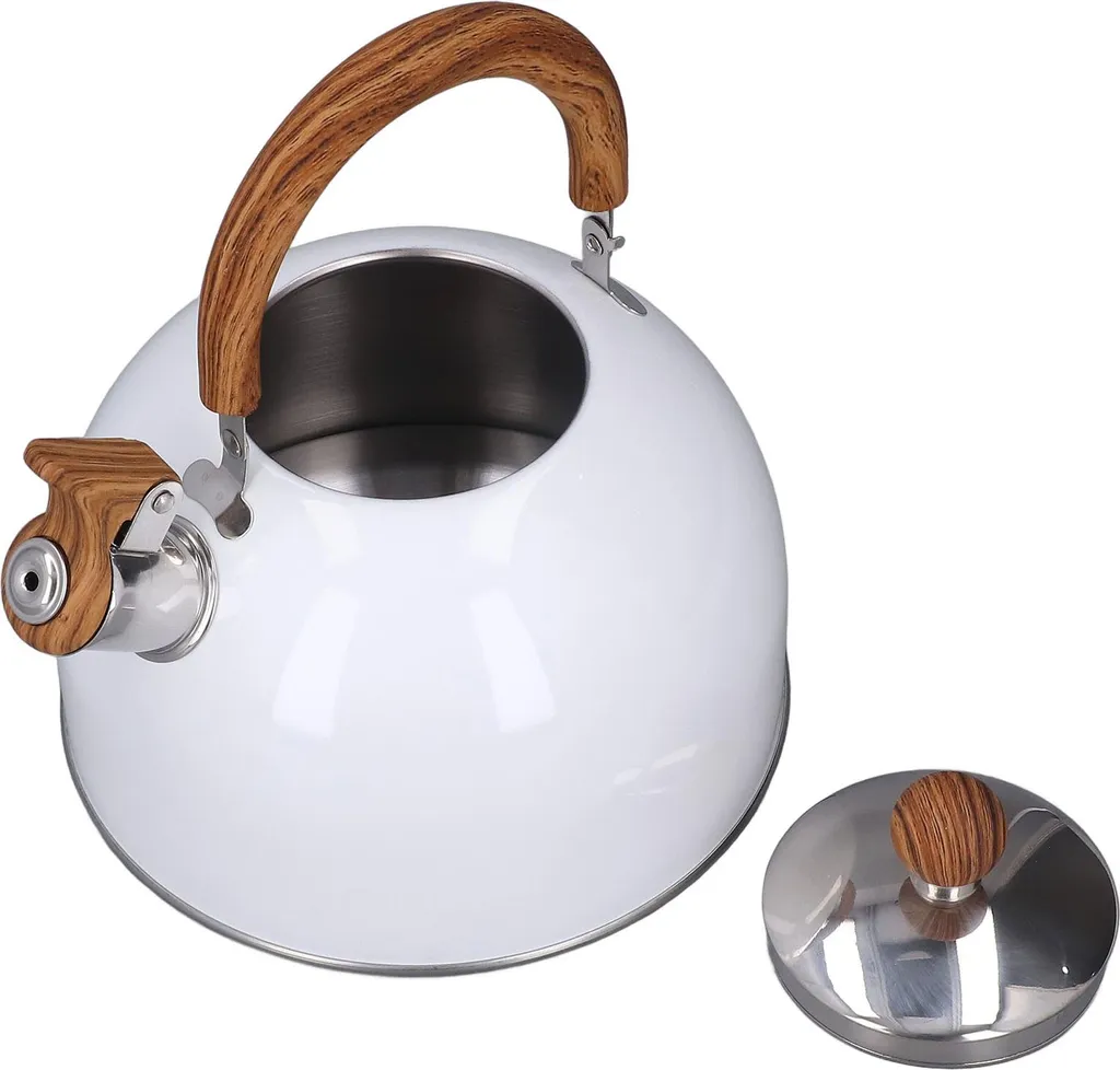 Bouilloire Sifflante 2.5L en Acier Inoxydable 304 Blanche pour Cuisine