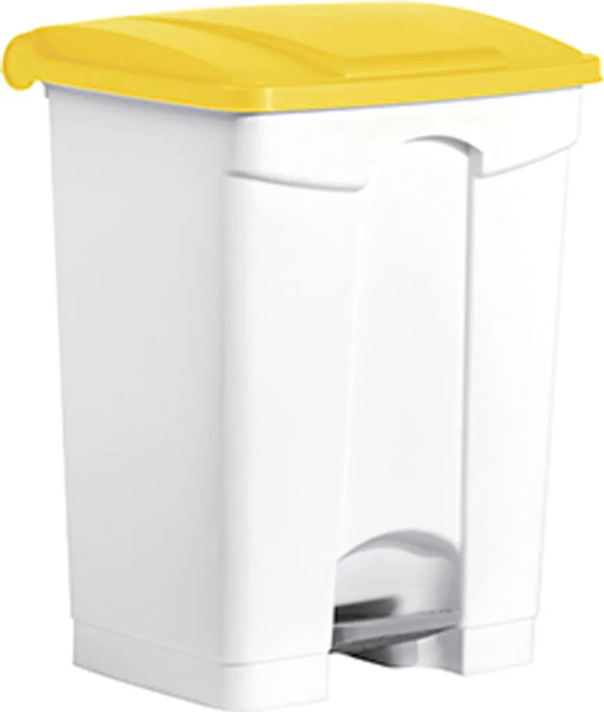 Collecteur de déchets 70L helit the step avec couvercle jaune de tri