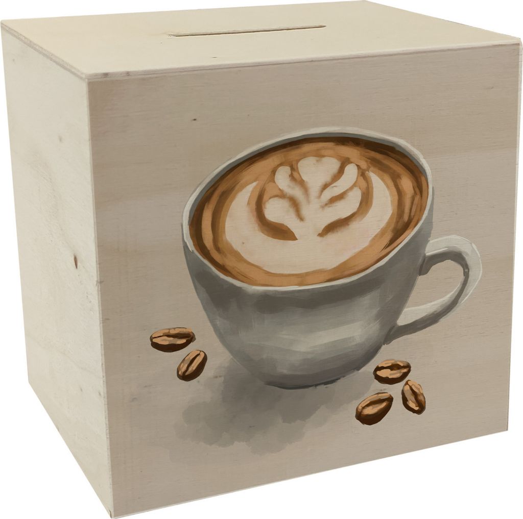 Trinkgeld Kaffeekasse Spardose aus Holz Produktbild 