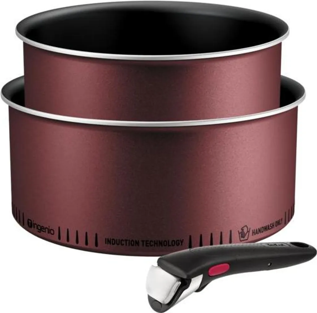 Tefal Ingenio Simply Cook L7248453 Set 3 Pezzi Salvaspazio Bordeaux