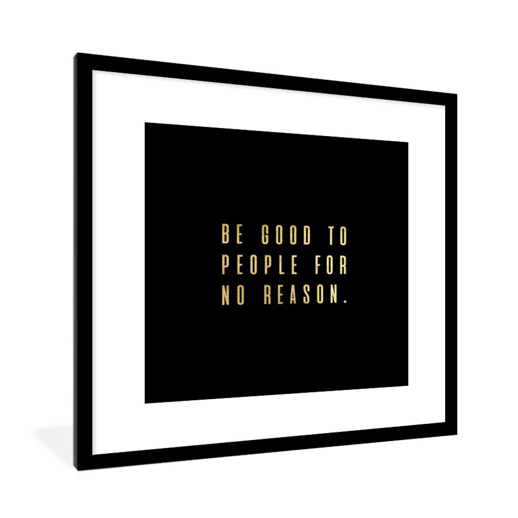 MuchoWow Gerahmtes Poster Zitate - Sprichwörter - Gold 40x40 cm - Poster mit Schwarzem Bilderrahmen Wandposter Rahmen Foto Bilder - Poster - Pla...