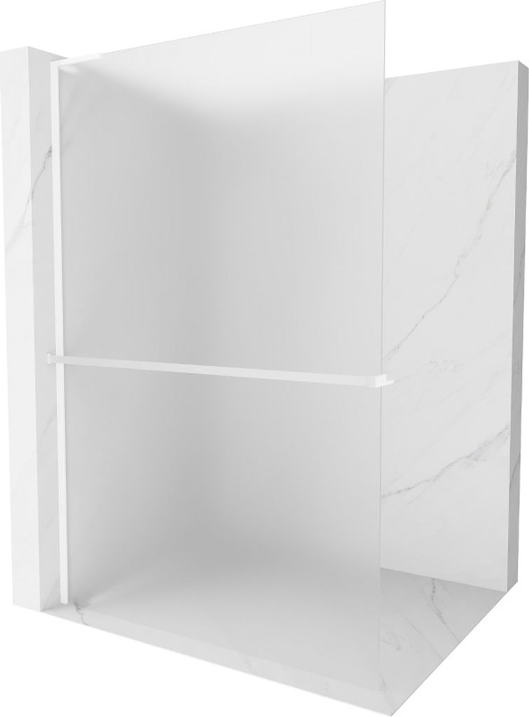 Mexen Kioto+ L Duschwand mit Ablage Walk-in 90 x 200 cm, satinierte Oberfläche, weiß - 800-090-123-20-30