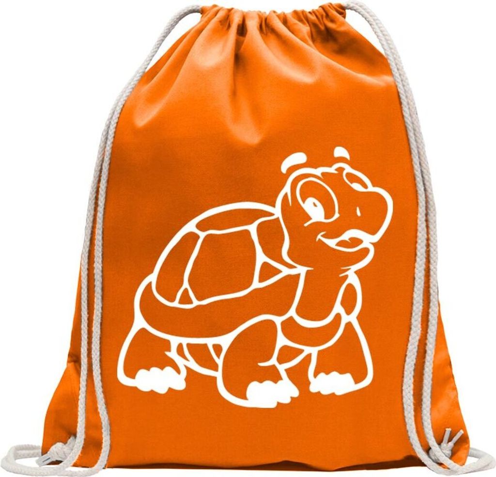 Kiwistar - Turnbeutel - mandarin - Schildkröte - Fun Rucksack Sport Beutel Gymsack Baumwolle mit Ziehgurt