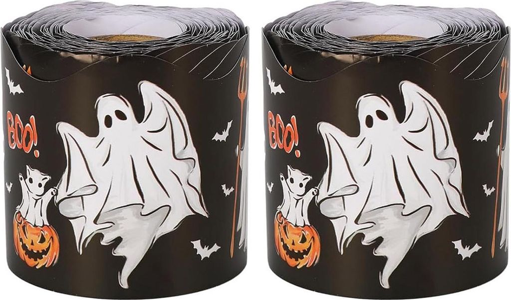 59 Fuß Halloween-Bordüre für Pinnwände, selbstklebend, Geist-Boo-Kürbis, gewellte, gestanzte Bordürenrolle für Büro, Zuhause, Klassenzimmer...
