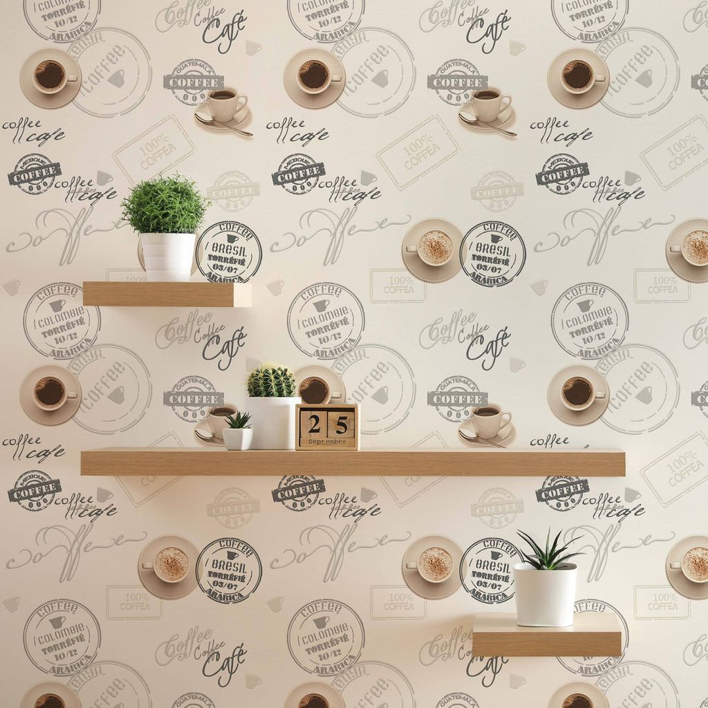 TADESSI | Tapete Küche | M1-No.891 | Papiertapete | Creme | Beige | Ausgefallene Tapete | Wohnzimmer | Schlafzimmer | Küche