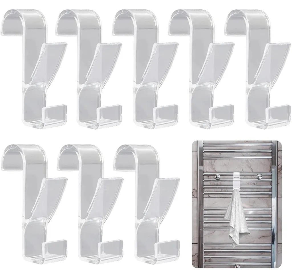 Lot de 8 crochets pour radiateur rond transparents porte-serviettes