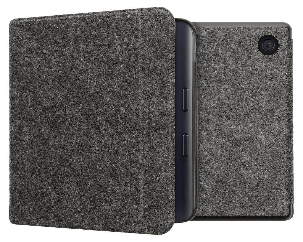 kwmobile Hülle kompatibel mit Kobo Kobo Libra Colour / Tolino Vision Color - Filz Stoff eReader Schutzhülle Cover Case - Dunkelgrau