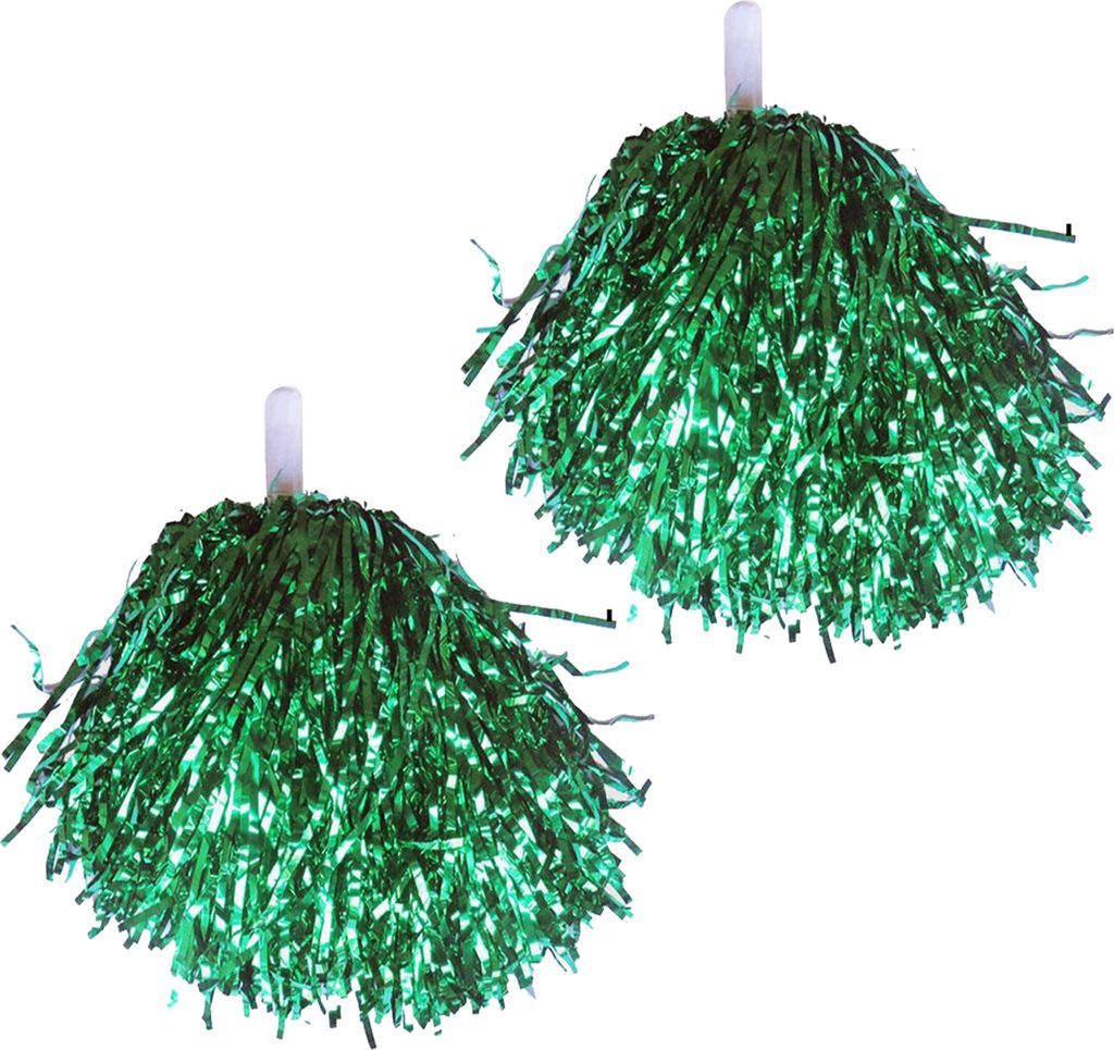 2 Stück metallische Cheerleader-Pompons mit rutschfestem Griff, Handblumen-Pompons, Requisiten für Sportveranstaltungen und Tanzatmosphäre, Grün