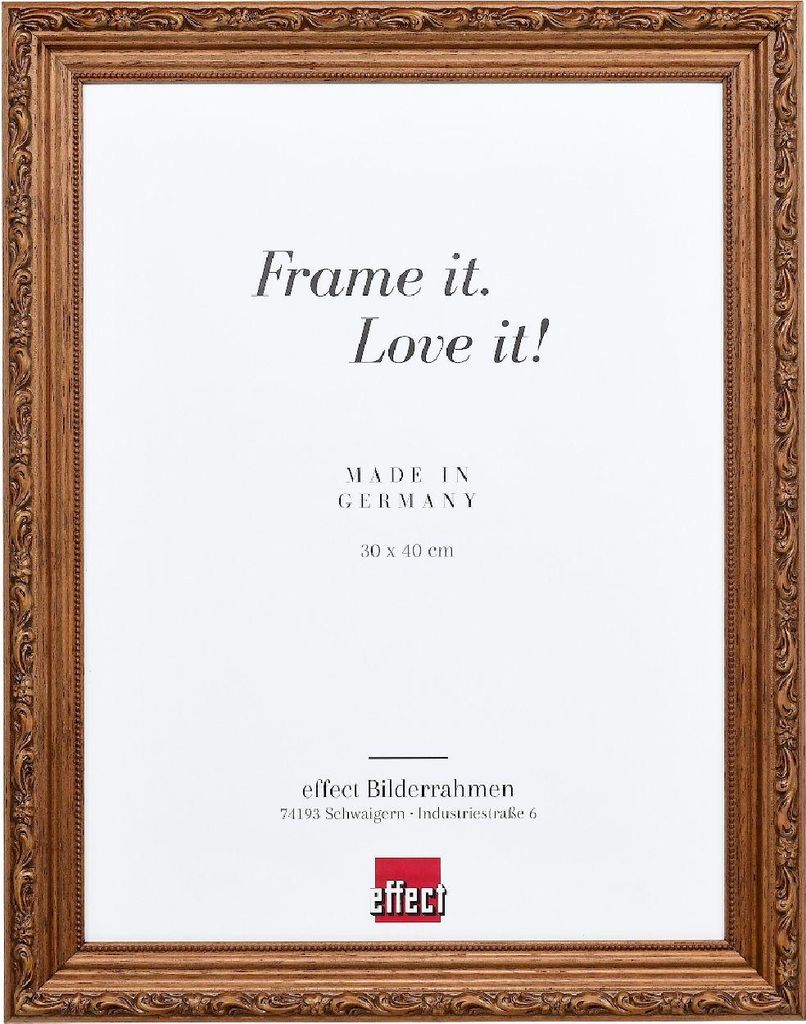 Effect Holzrahmen Profil 63 Barock braun 30x40 cm mit Antireflexglas