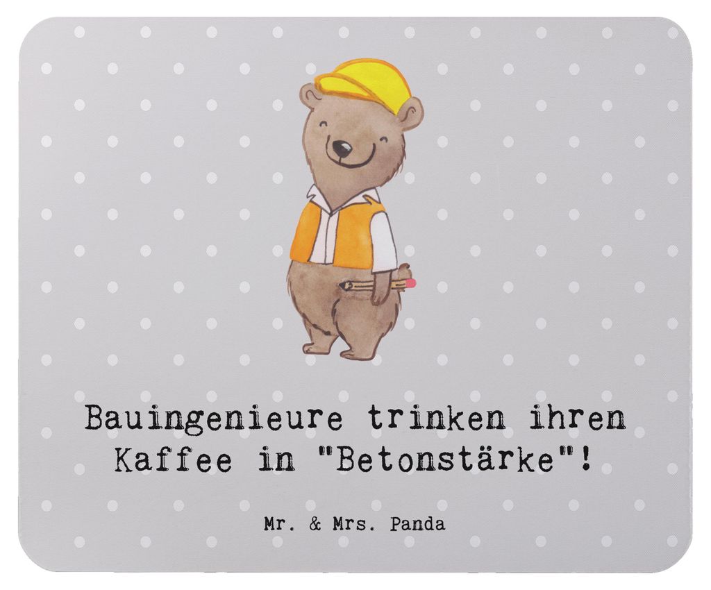 Mr. & Mrs. Panda Mauspad Bauingenieur Kaffee - Grau Pastell - Geschenk, Bauplanung, Betonstärke, Bauwesen, Bauprojekte, Berufe, Mousepad, Berufsle...