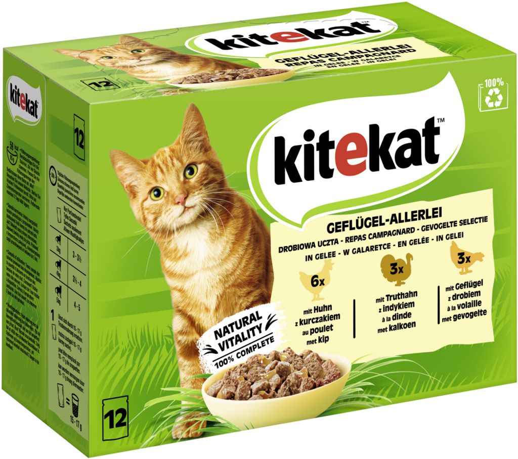 Kitekat 85gx12 Geflügel & Allerlei in Gelee Frischebeutel Multipack