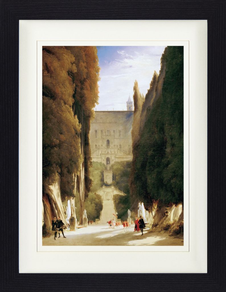 Carl Blechen Gerahmtes Bild Mit Edlem Passepartout | Wand-Bilder | Im Bilderrahmen - Im Park Der Villa d†Este, 1830 (40 x 30 cm)