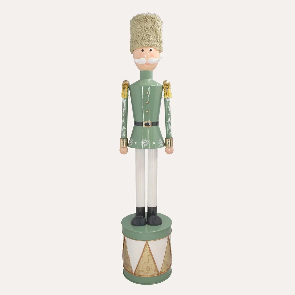 Soldat de Noël Incassable en Métal Vert 50 cm - Déco Durable et Stable