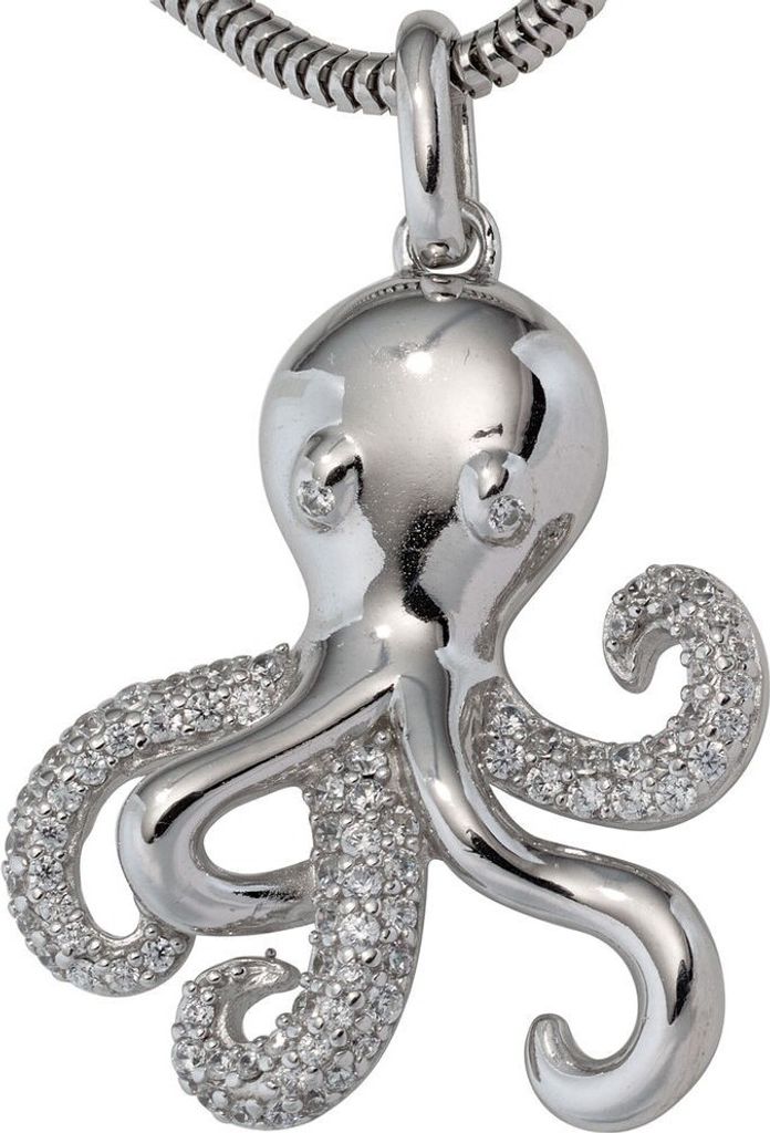 Anhänger Krake Octopus mit Zirkonia weiß 925 Silber Produktbild 
