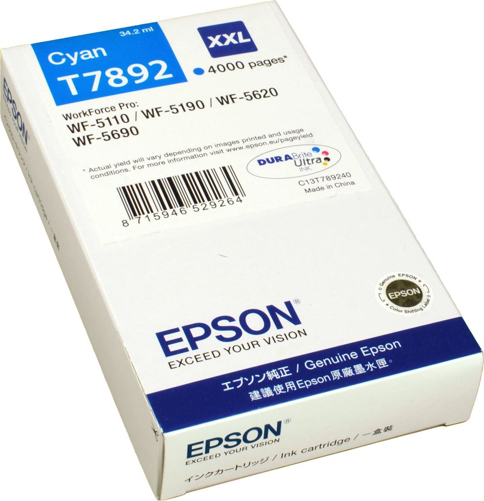 Epson Tintenpatrone XXL Cyan 4k, Hohe (XL-) Ausbeute, Cyan, Produktbild 